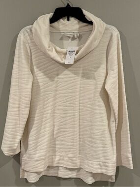 Zenergy Soft Popover Women's Ivory Cowl Neck Sweater by Chicos NEW Size Small